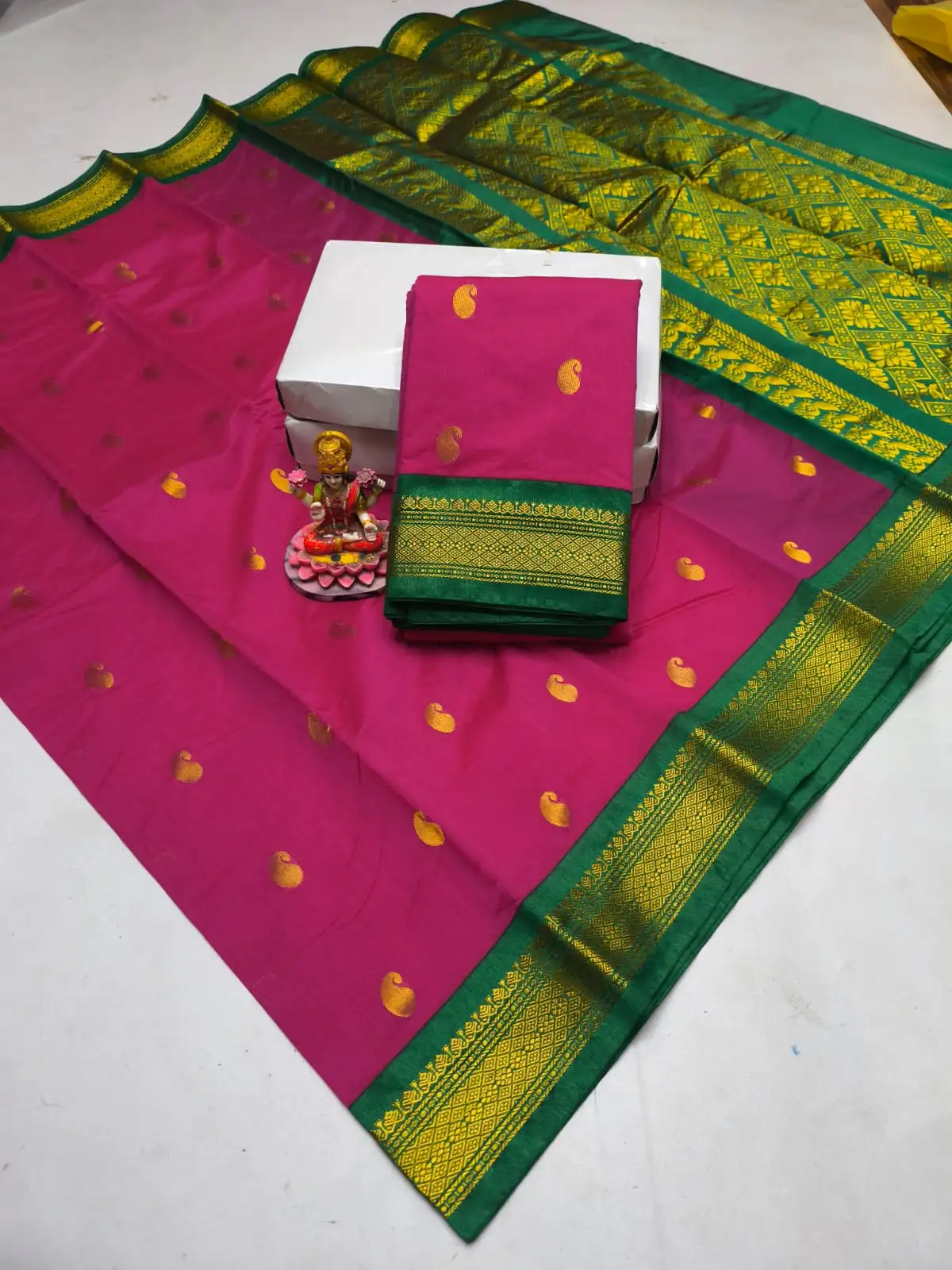 Peacock Butta Jaalam Korvai Kuppadam Silk Cotton Saree